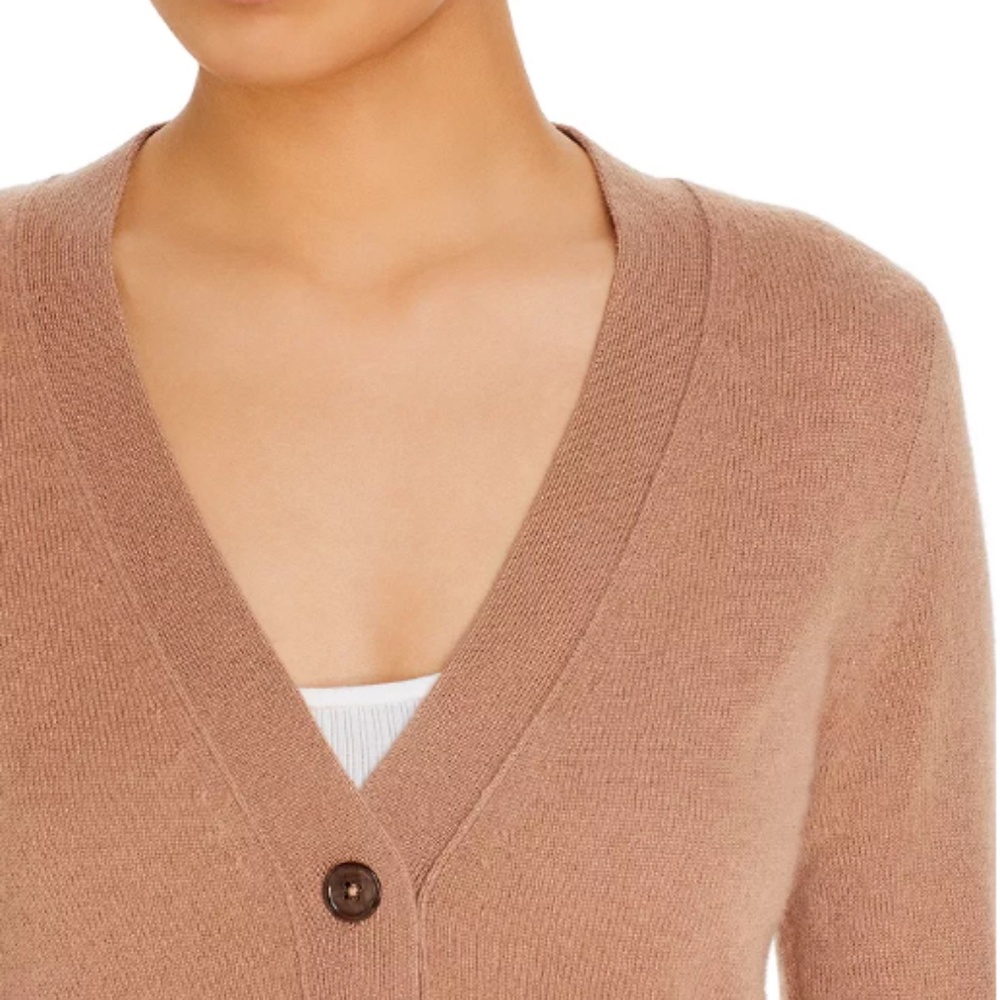 C by Designer Brand V Neck Cashmere Grandfather Cardigan Camel Size S 21241 - Picture 3 of 6